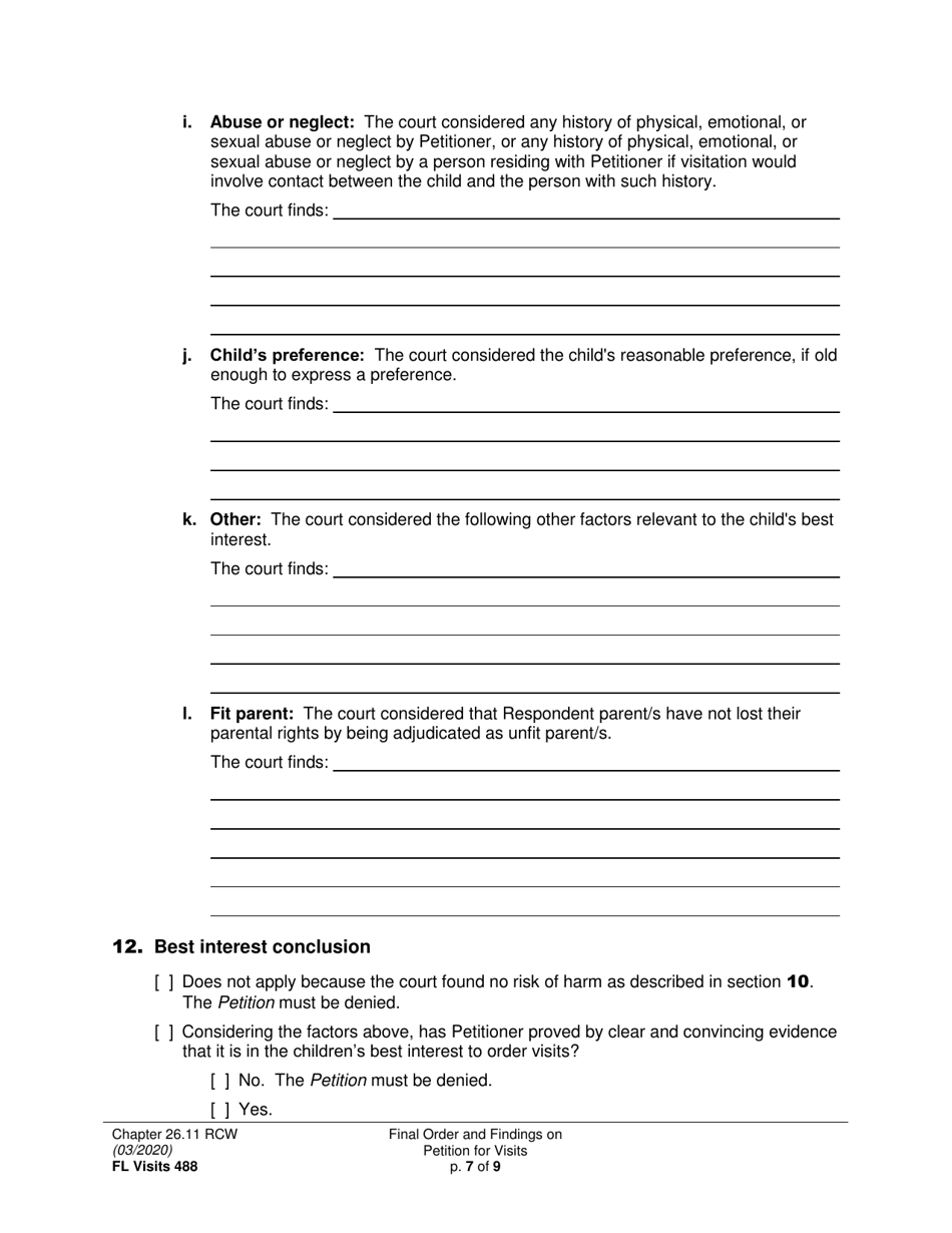Form FL Visits488 Final Order and Findings on Petition for Visits - Washington, Page 7
