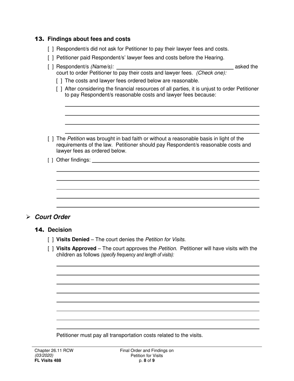 Form FL Visits488 Final Order and Findings on Petition for Visits - Washington, Page 8