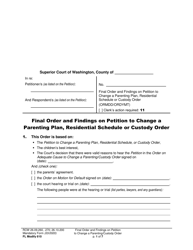 Form FL Modify610 Final Order and Findings on Petition to Change a Parenting Plan, Residential Schedule or Custody Order - Washington