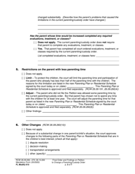 Form FL Modify610 Final Order and Findings on Petition to Change a Parenting Plan, Residential Schedule or Custody Order - Washington, Page 5