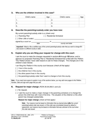 Form FL Modify601 Petition to Change a Parenting Plan, Residential Schedule or Custody Order - Washington, Page 2