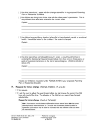 Form FL Modify601 Petition to Change a Parenting Plan, Residential Schedule or Custody Order - Washington, Page 3