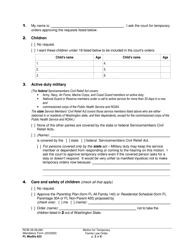 Form FL Modify623 Motion for Temporary Family Law Order and Restraining Order - Washington, Page 2