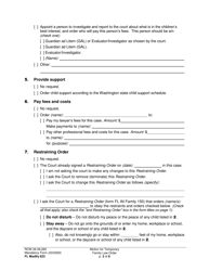 Form FL Modify623 Motion for Temporary Family Law Order and Restraining Order - Washington, Page 3