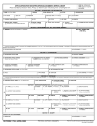 Dd Form 1172 2 Download Fillable Pdf Or Fill Online Application For Identification Card Deers Enrollment Templateroller