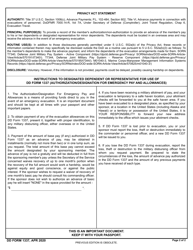 DD Form 1337 Authorization/Designation for Emergency Pay and Allowances, Page 2