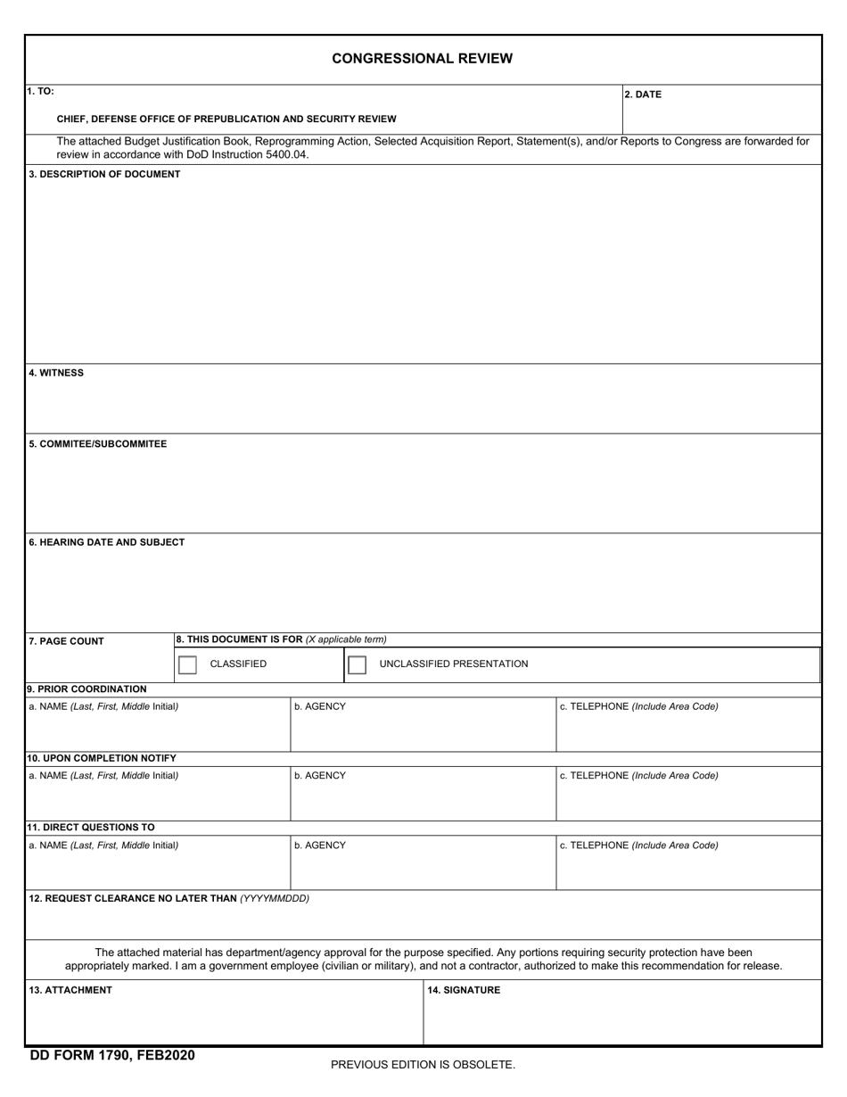 DD Form 1790 Download Fillable PDF or Fill Online Prepared ...