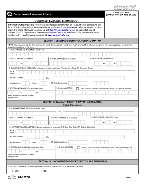 VA Form 20-10208  Printable Pdf