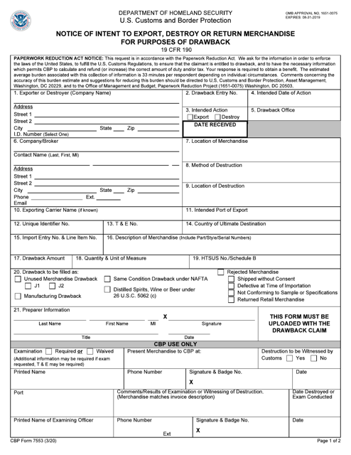 CBP Form 7553 Download Fillable PDF or Fill Online Notice ...