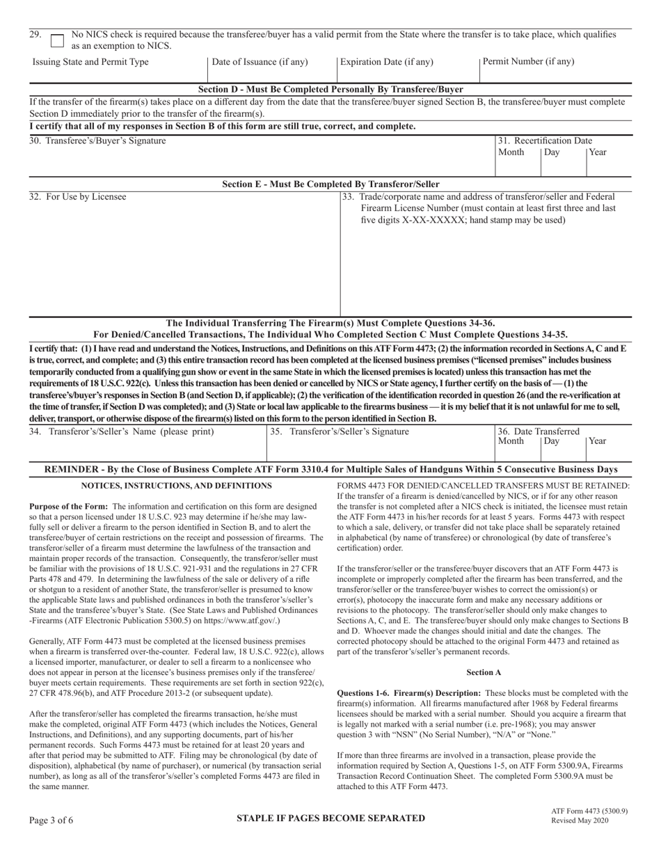 ATF Form 4473 (5300.9) Fill Out, Sign Online and Download Fillable