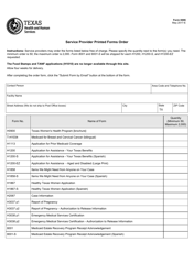 Document preview: Form 0006 Service Provider Printed Forms Order - Texas