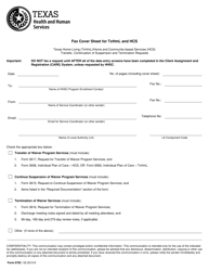 Document preview: Form 0702 Fax Cover Sheet for Txhml and Hcs - Texas