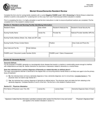 Form 1012 Mental Illness/Dementia Resident Review - Texas