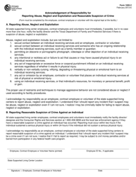 Document preview: Form 1020-V Acknowledgement of Responsibility for Reporting Abuse, Neglect and Exploitation and Reasonable Suspicion of Crime - Texas