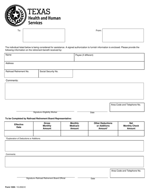 Form 1026  Printable Pdf