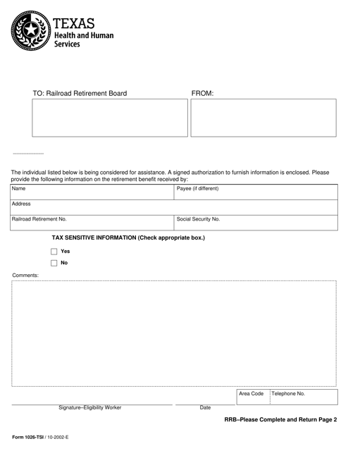 Form 1026-TSI  Printable Pdf