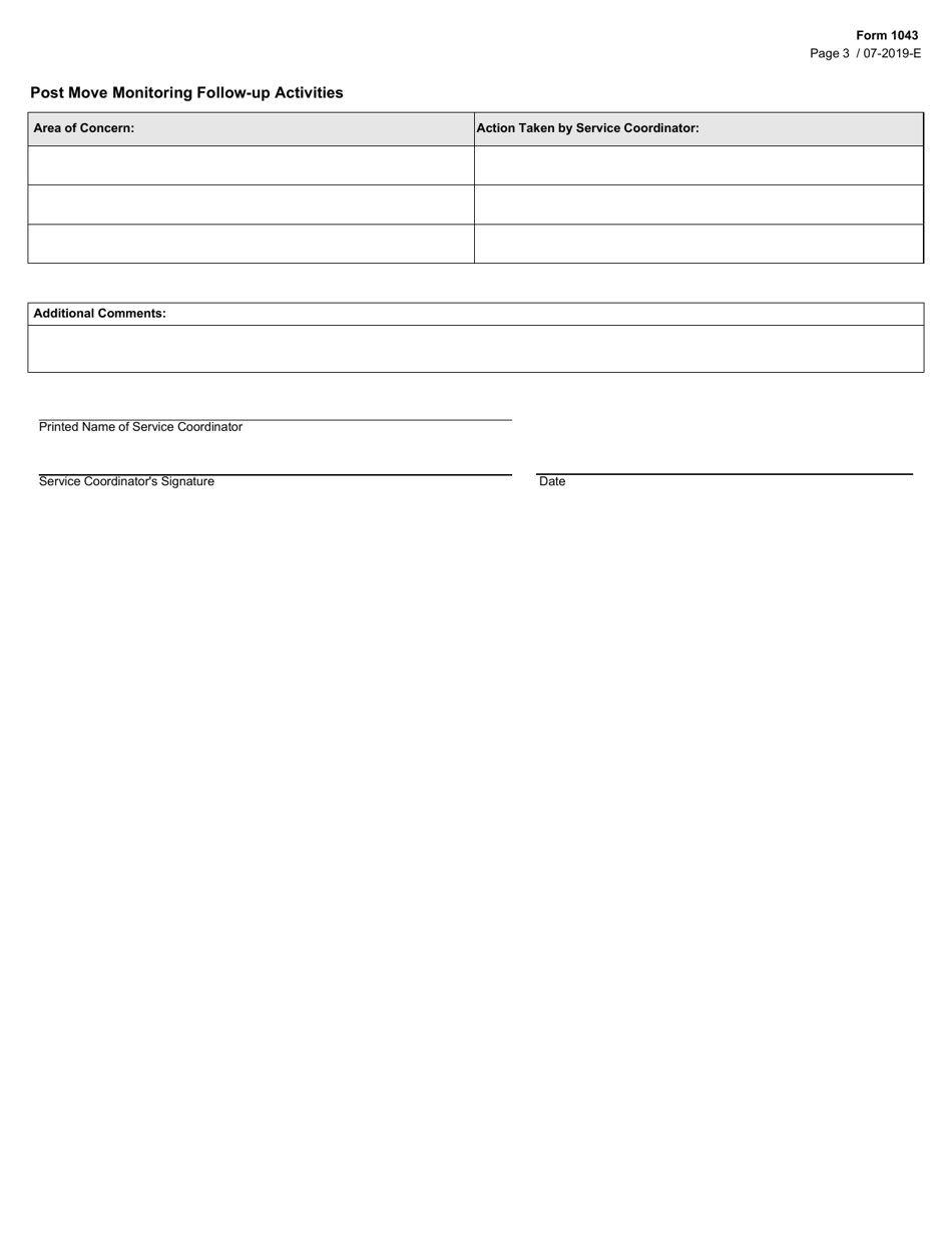 Form 1043 Post-move Monitoring - Texas, Page 3