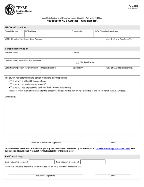 Form 1046  Printable Pdf