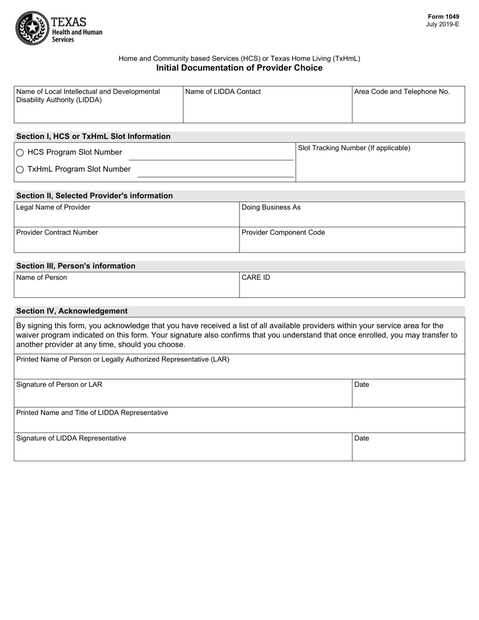 Form 1049 Download Fillable PDF Or Fill Online Home And Community Based 