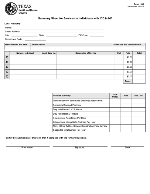 Form 1048  Printable Pdf