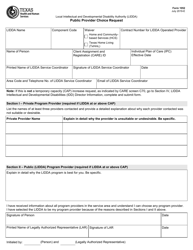 Document preview: Form 1052 Public Provider Choice Request - Texas