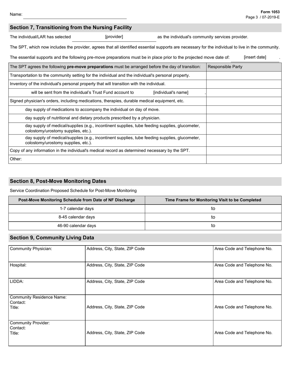 Form 1053 Transition Plan - Texas, Page 3