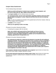 Form 1027 Attachment 1 Caregiver Status Questionnaire Script - Texas, Page 2