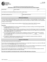 Document preview: Form 1068 Withdrawal of Offer for Home and Community-Based Services (Hcs) Program - Texas