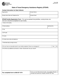 Document preview: Form 1085 State of Texas Emergency Assistance Registry (Stear) - Texas