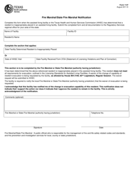 Document preview: Form 1127 Fire Marshal/State Fire Marshal Notification - Texas