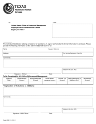 Document preview: Form 1243 Verification of Civil Services Benefits - Texas