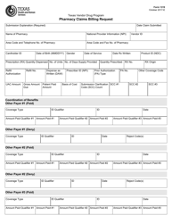 Form 1319 Pharmacy Claims Billing Request - Texas