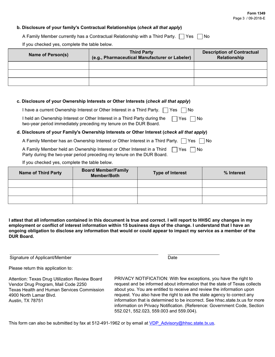 Form 1349 Drug Utilization Review Board Annual Disclosure - Texas, Page 3