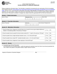 Document preview: Form 1357 Increlex Standard Pa Addendum (Medicaid) - Texas