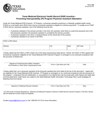 Document preview: Form 1358 Texas Medicaid Electronic Health Record (Ehr) Incentive - Promoting Interoperability (Pi) Program Physician Assistant Attestation - Texas