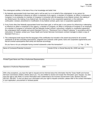 Form 1401 Federal Lobbying Certification - Texas, Page 2