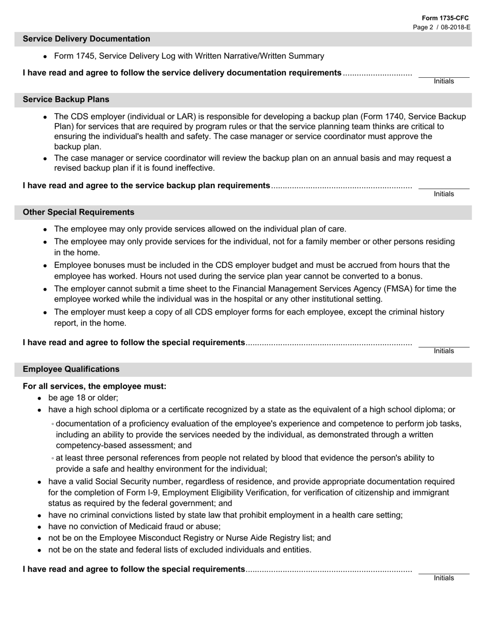 Form 1735-CFC Service Provision Requirements Addendum - Community First Choice (Cfc) - Texas, Page 2