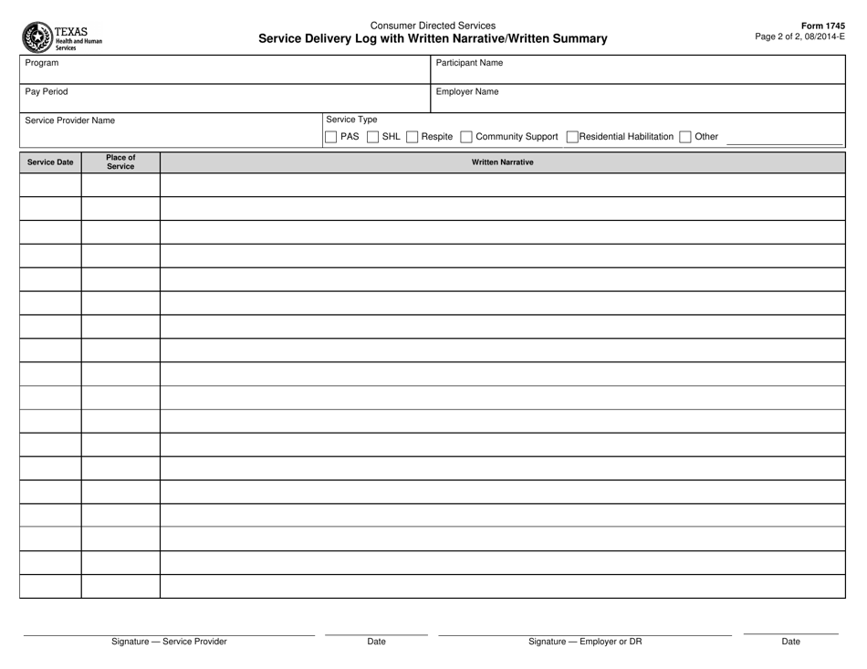 Form 1745 - Fill Out, Sign Online and Download Fillable PDF, Texas ...