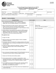 Document preview: Form 2012 Consumer Managed Personal Attendant Services (Cmpas) Contract Compliance Monitoring Guide - Texas