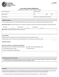 Form 2027 Home Delivered Meals (Hdm) Waiver - Texas