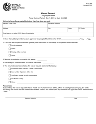 Document preview: Form 2028 Congregate Meals Waiver Request - Texas