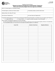 Document preview: Form 2026 Request for Review and Approval of Administrator Training for Home and Community Support Services Agencies (Hcssas) - Texas