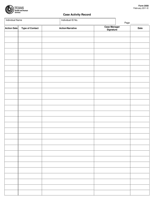 Form 2058  Printable Pdf