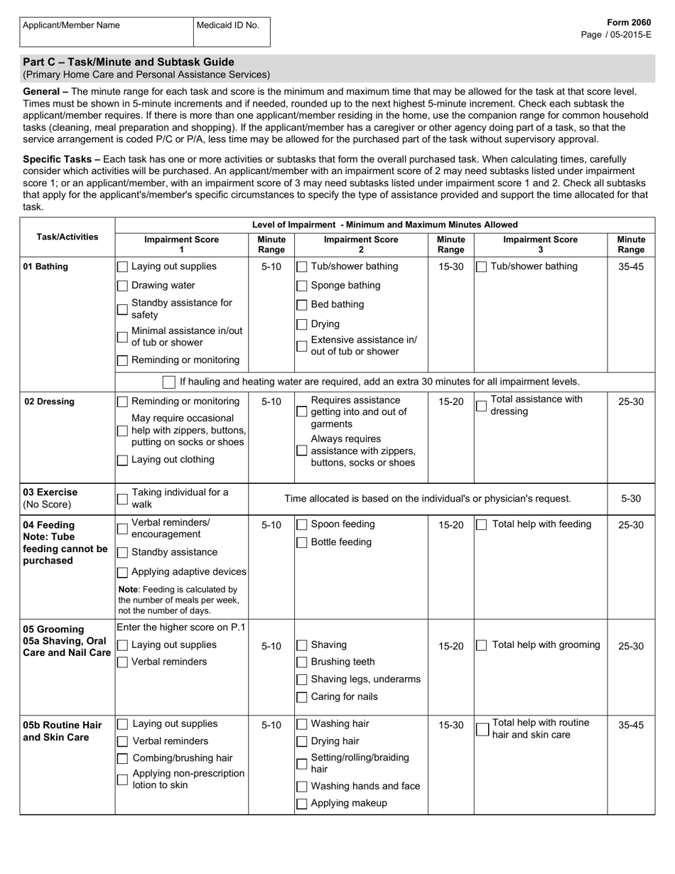 Form 2060 Needs Assessment Questionnaire and Task / Hour Guide - Texas, Page 3