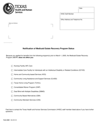 Document preview: Form 2061 Notification of Medicaid Estate Recovery Program Status - Texas