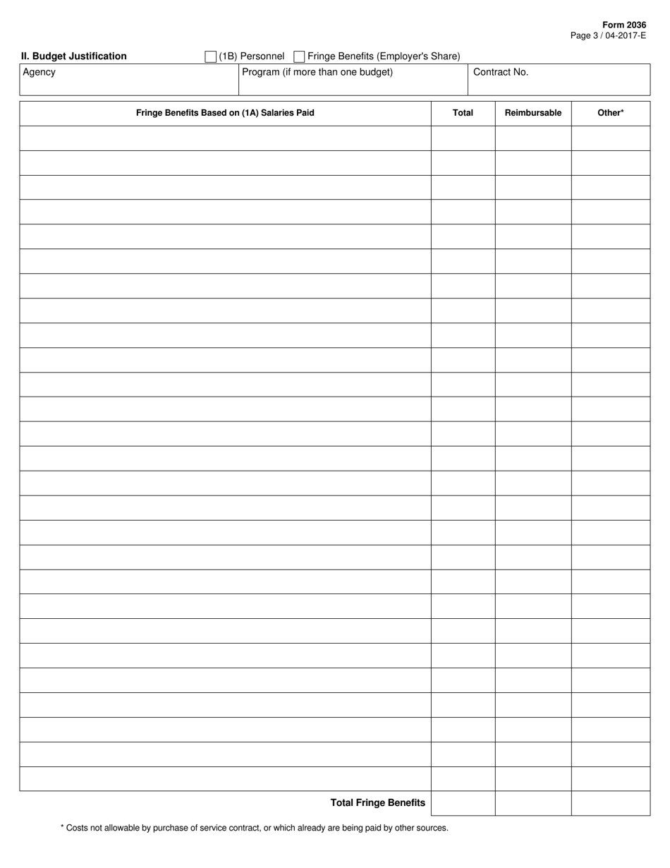 Form 2036 Budget for Purchase of Services - Texas, Page 3