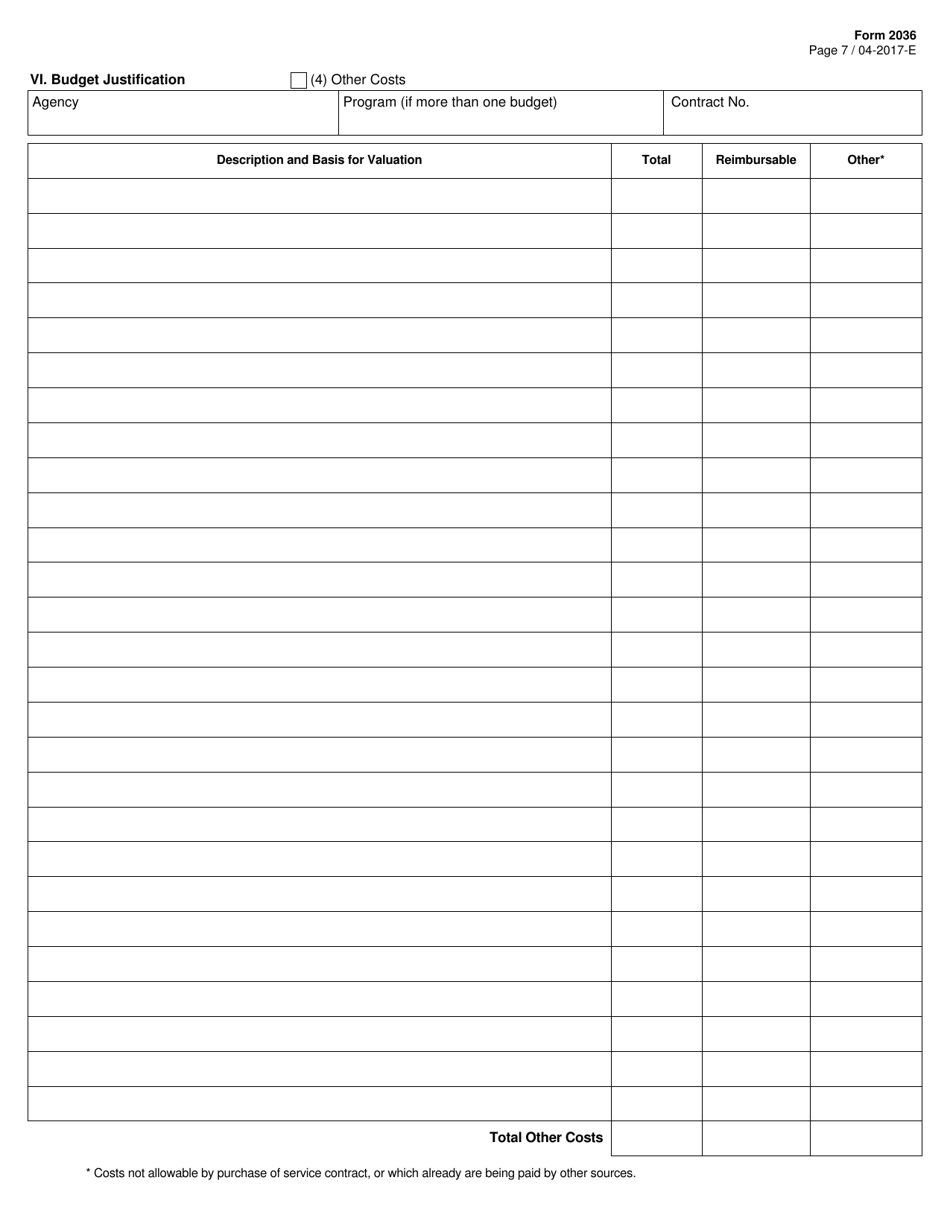 Form 2036 Budget for Purchase of Services - Texas, Page 7