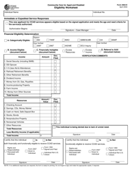 Document preview: Form 2064-E Community Care for Aged and Disabled Eligibility Worksheet - Texas