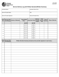 Document preview: Form 2122 Service Delivery Log With Written Narrative/Written Summary - Texas