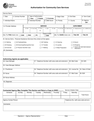 Document preview: Form 2101 Authorization for Community Care Services - Texas